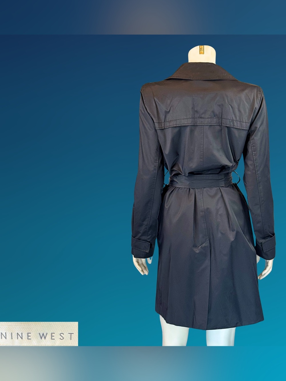 Vintage Y2K NINE WEST  Black Minimalist Mini Trench Coat 2004 | S - Picture 13 of 16